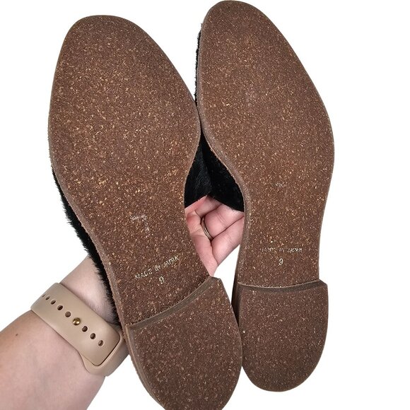 U. Dot Japanese Black Calf Hair Fur Slip-On Flat Mules Shoes Womens‎ 9 - Picture 5 of 10